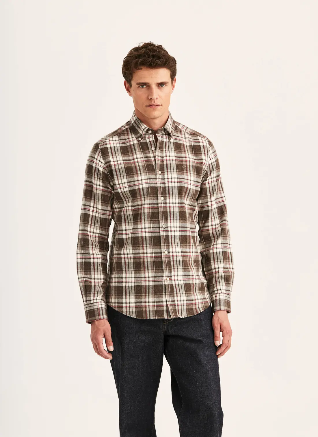 Morris - Happy Flannel Check Shirt - Brown