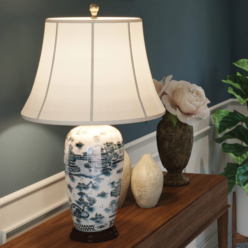 Bordslampa Blue Traditional blå/vit - 8