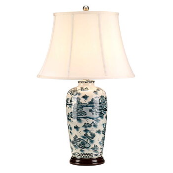 Blue Traditional blåvit bordslampa i porslin från Elstead Lighting