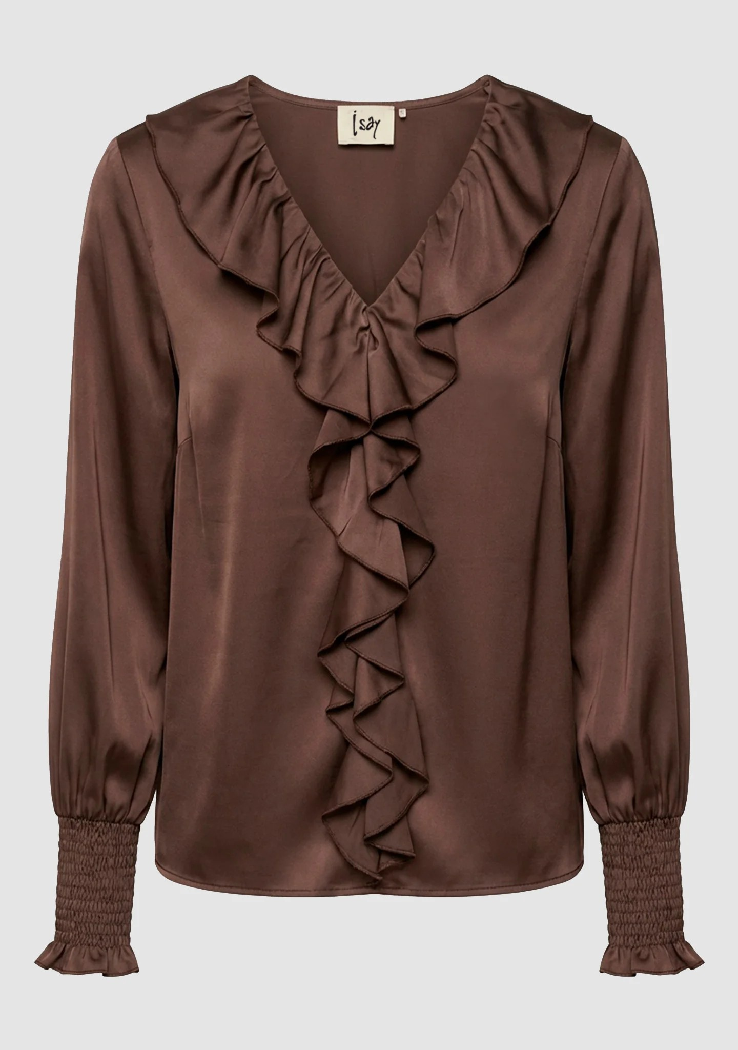 Steff Smock Blouse - Dark Brown - Isay - 3