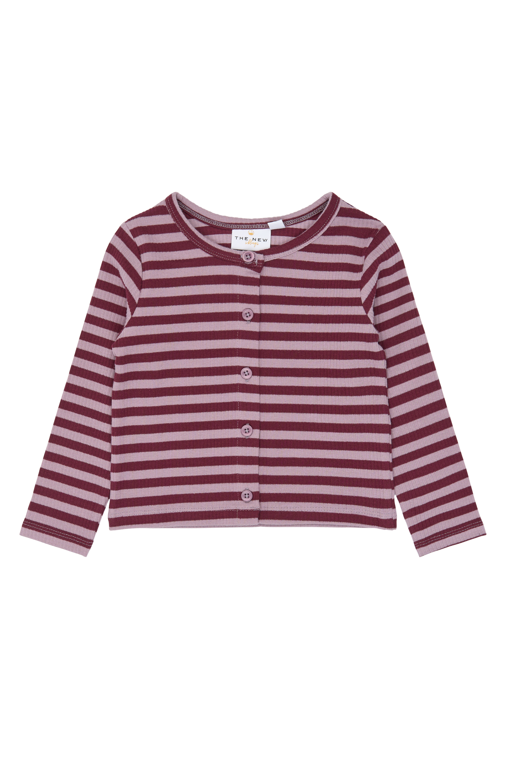 TNSTFro LS Rib Cardigan Elderberry Striped TN