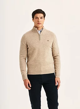Morris - Hertford Half Zip - Khaki