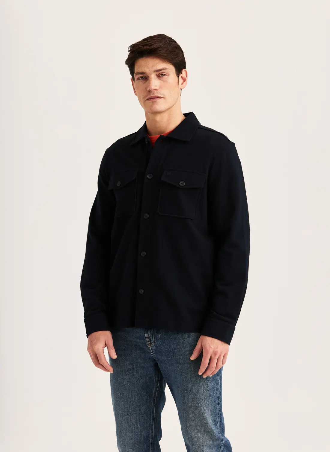 Morris - Andrew Jersey Overshirt - Old Blue