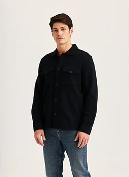 Morris - Andrew Jersey Overshirt - Old Blue
