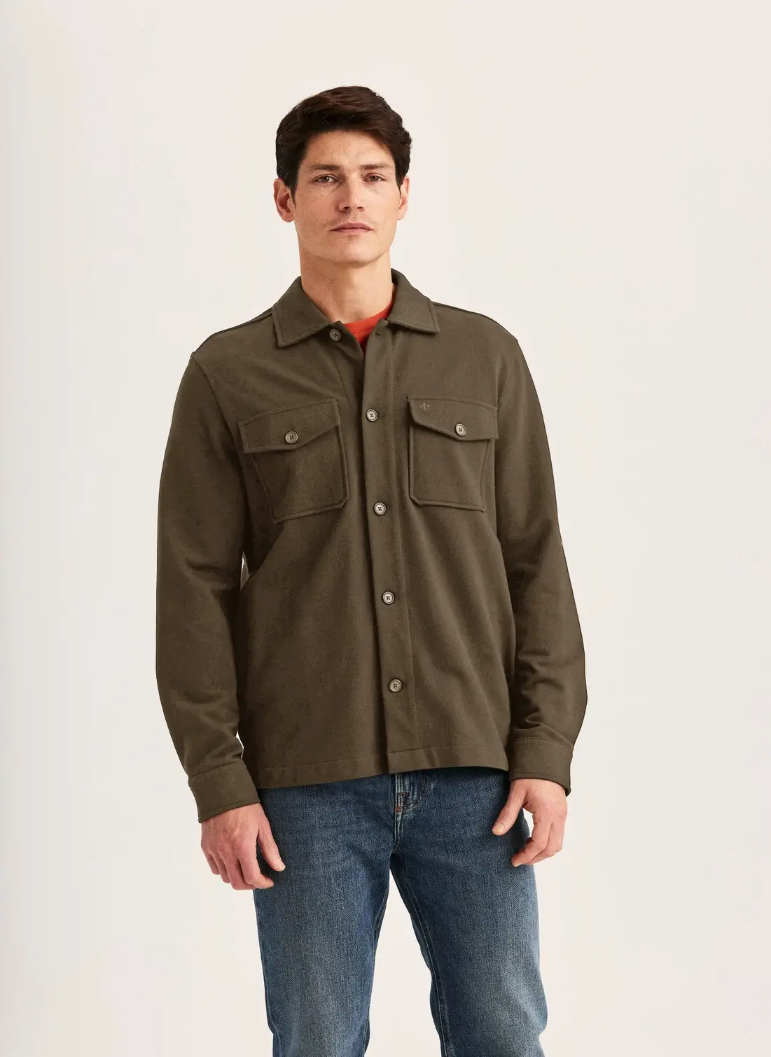 Morris - Andrew Jersey Overshirt - Olive
