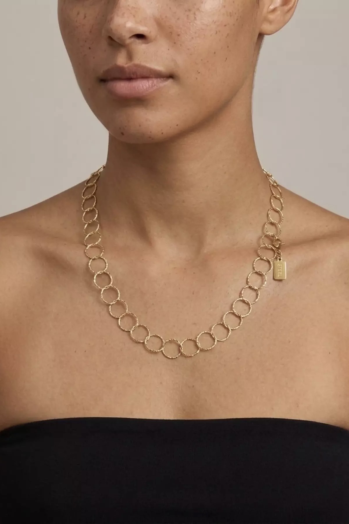 Dansk Copenhagen - Round Short Link Necklace in 18K Gold Plated