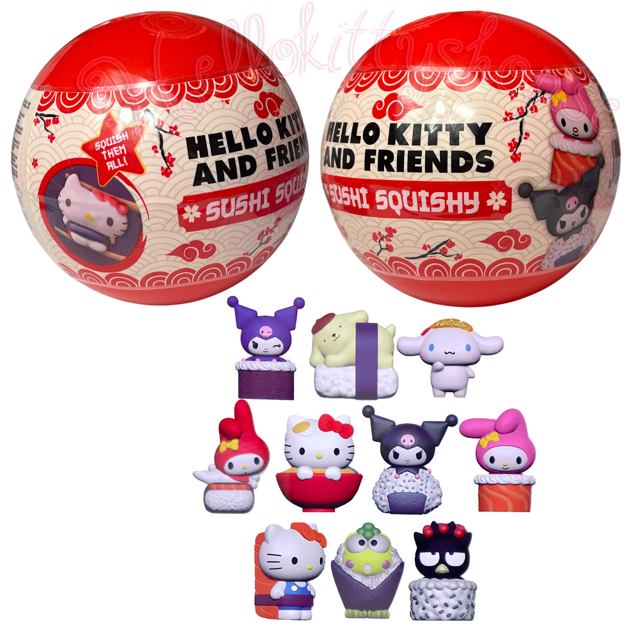 Hello Kitty and Friends Sushi Squishy Figur - Överrasknings Kapsel 9 cm