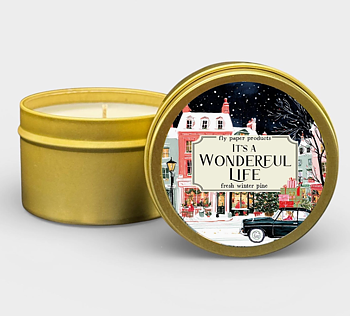 Bookish Holiday : It's a Wonderful Life Candle - Doftljus i plåtburk 115 g tall, ceder och mysk