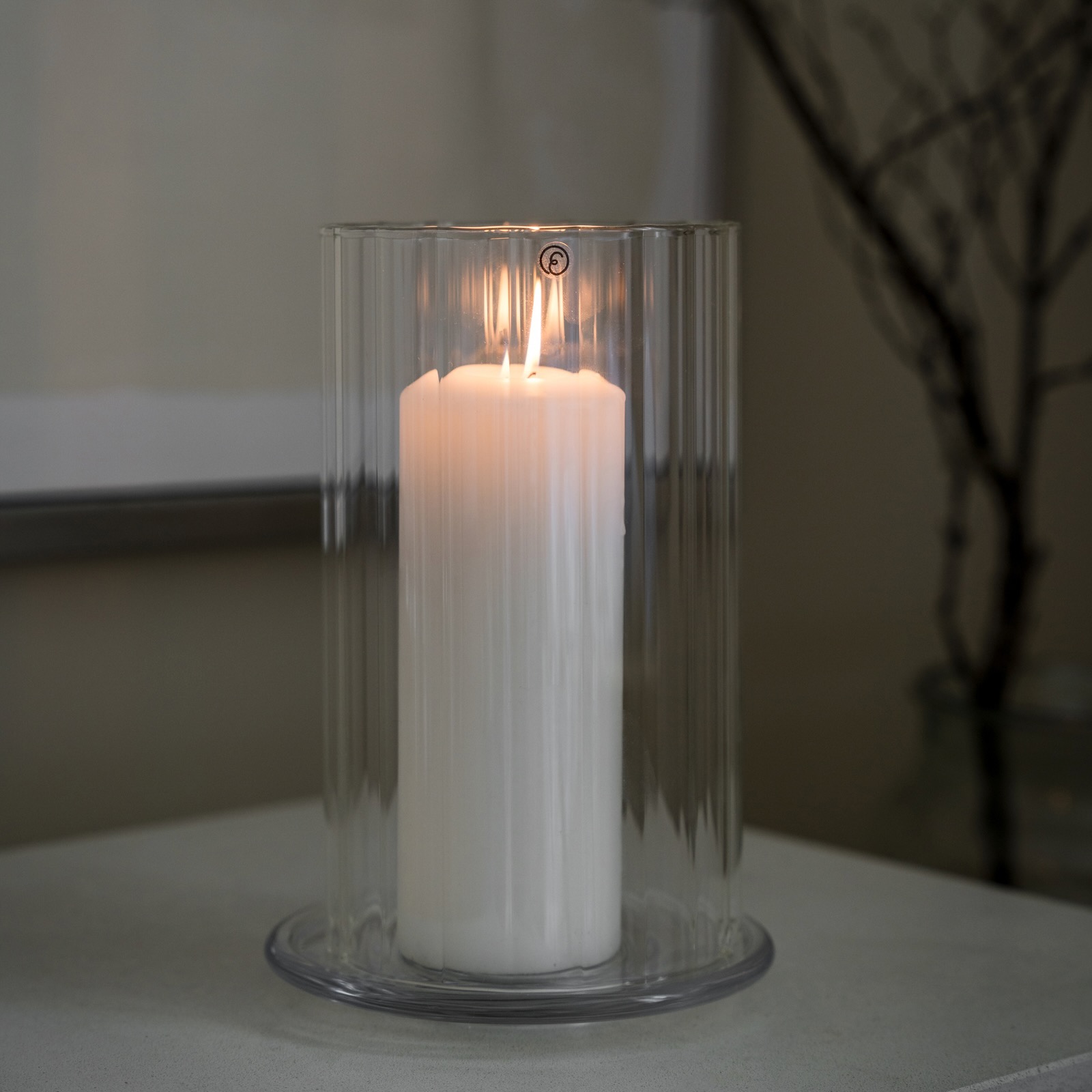 Ljuslykta i glas för blockljus, höjd 23cm - Ernst - 2