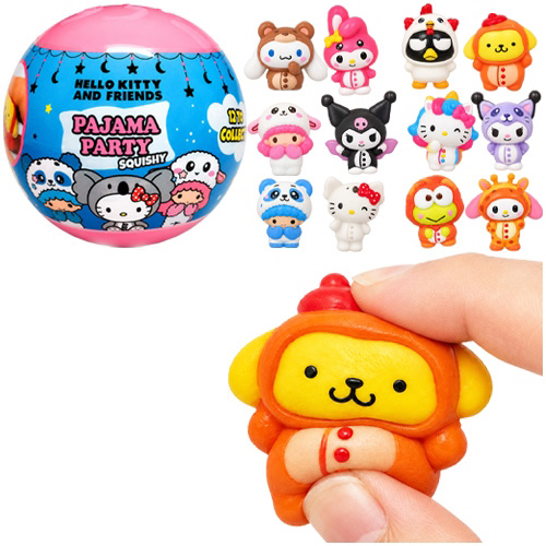 Hello Kitty and Friends Pajama Party Squishy Figur - Överrasknings Kapsel 6,5 cm - 6