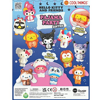 Hello Kitty and Friends Pajama Party Squishy Figur - Överrasknings Kapsel 6,5 cm