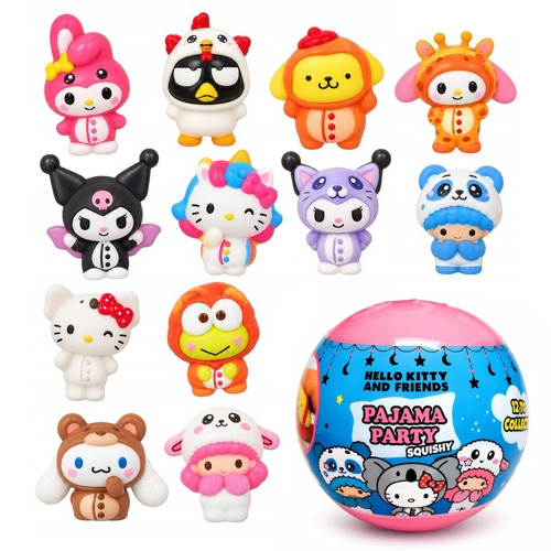 Hello Kitty and Friends Pajama Party Squishy Figur - Överrasknings Kapsel 6,5 cm