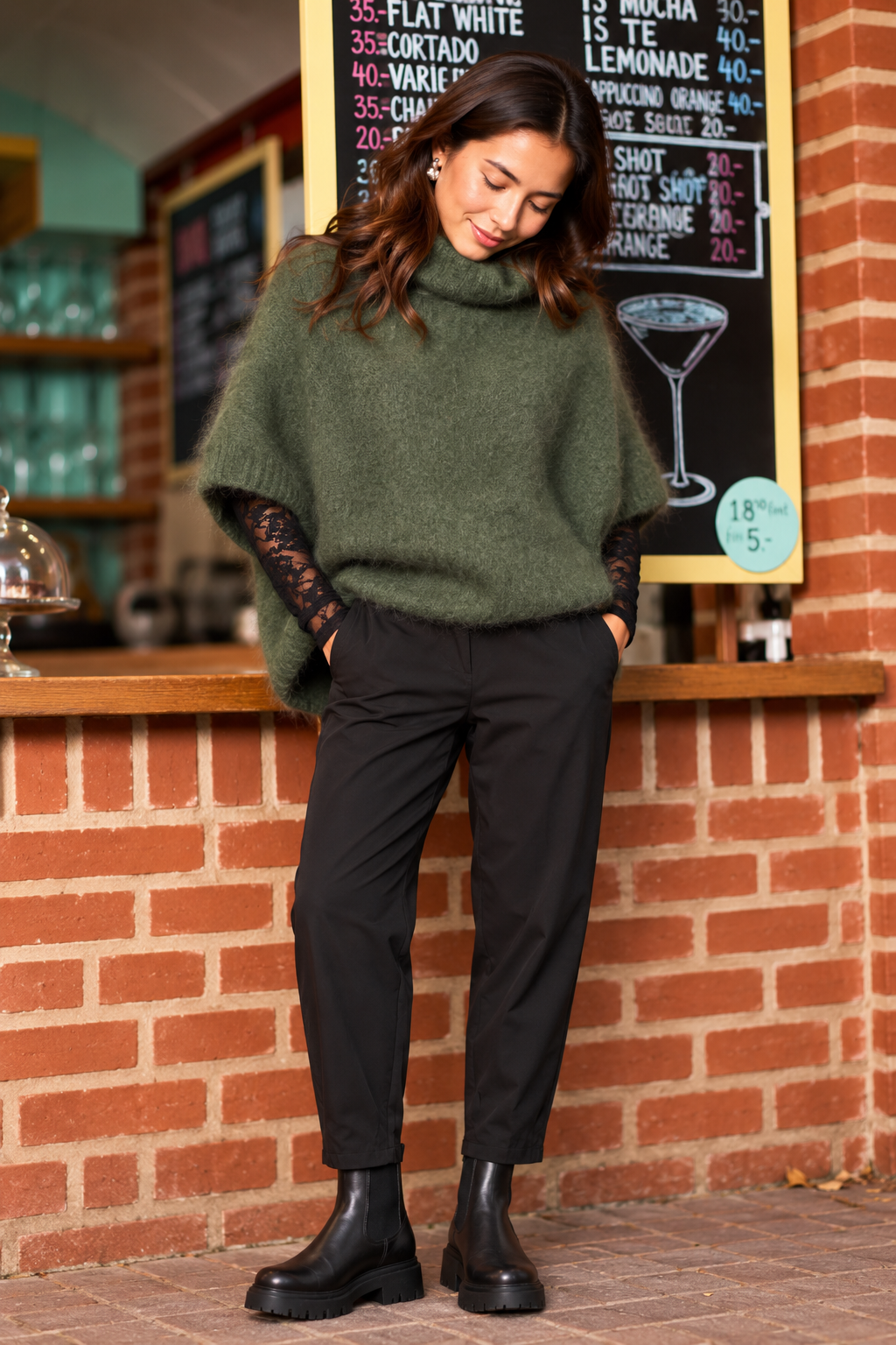 BJOERK roll neck poncho - Kaki - 5