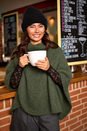BJOERK roll neck poncho - Kaki