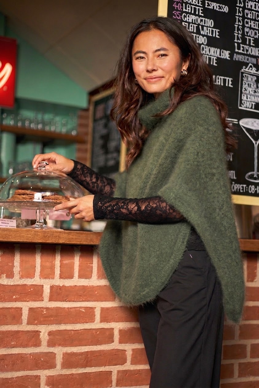 BJOERK roll neck poncho - Kaki - 4