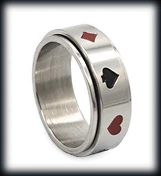 8  mm.  "Kortleken" Spinner ring i stål.