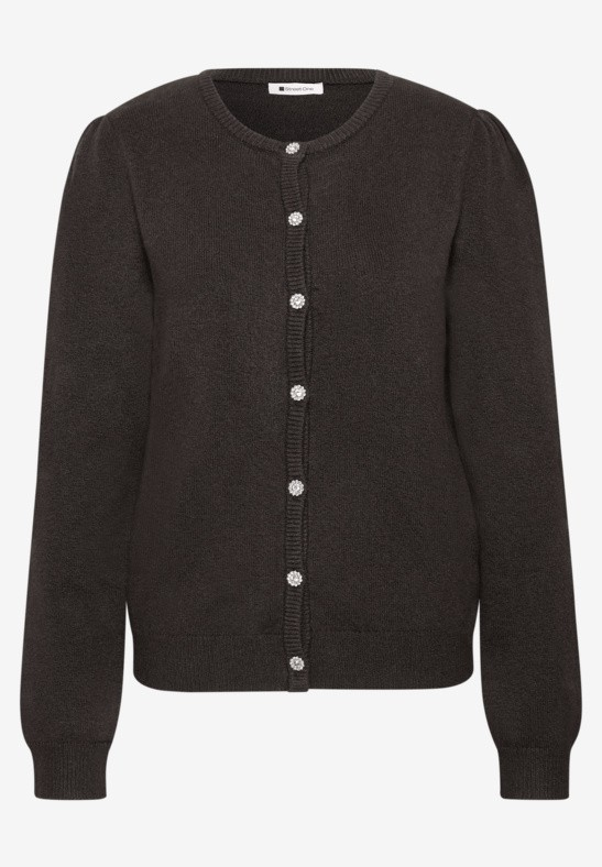 LTD QR Cosy Rondneck Cardigan - Black Coffee - Street One - 4