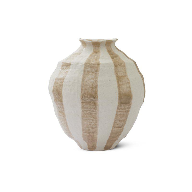Striped Stoneware Urn Vase – XL - 4