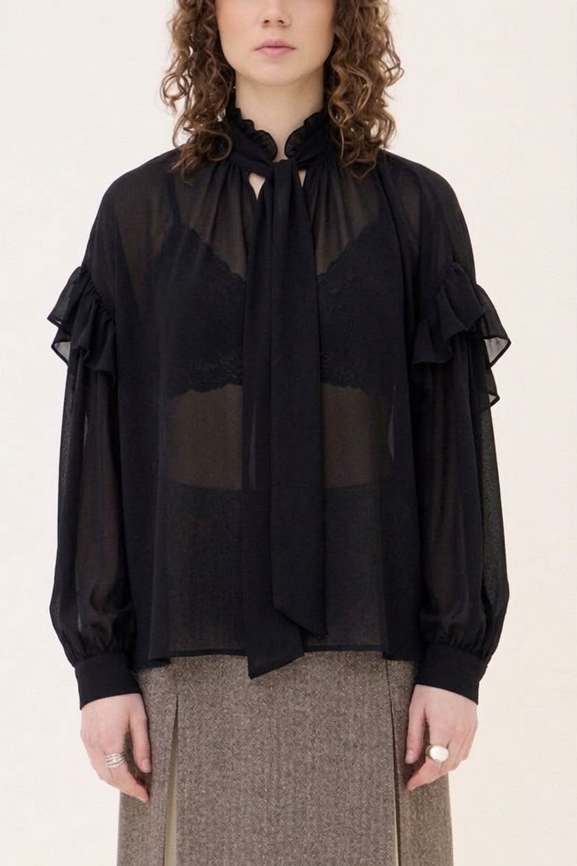 OttodÁme - Blouse With Bow Black - 2