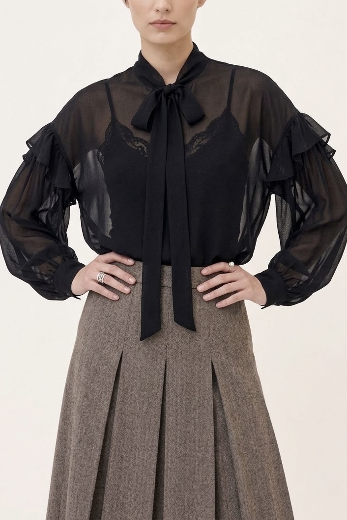 OttodÁme - Blouse With Bow Black - 6