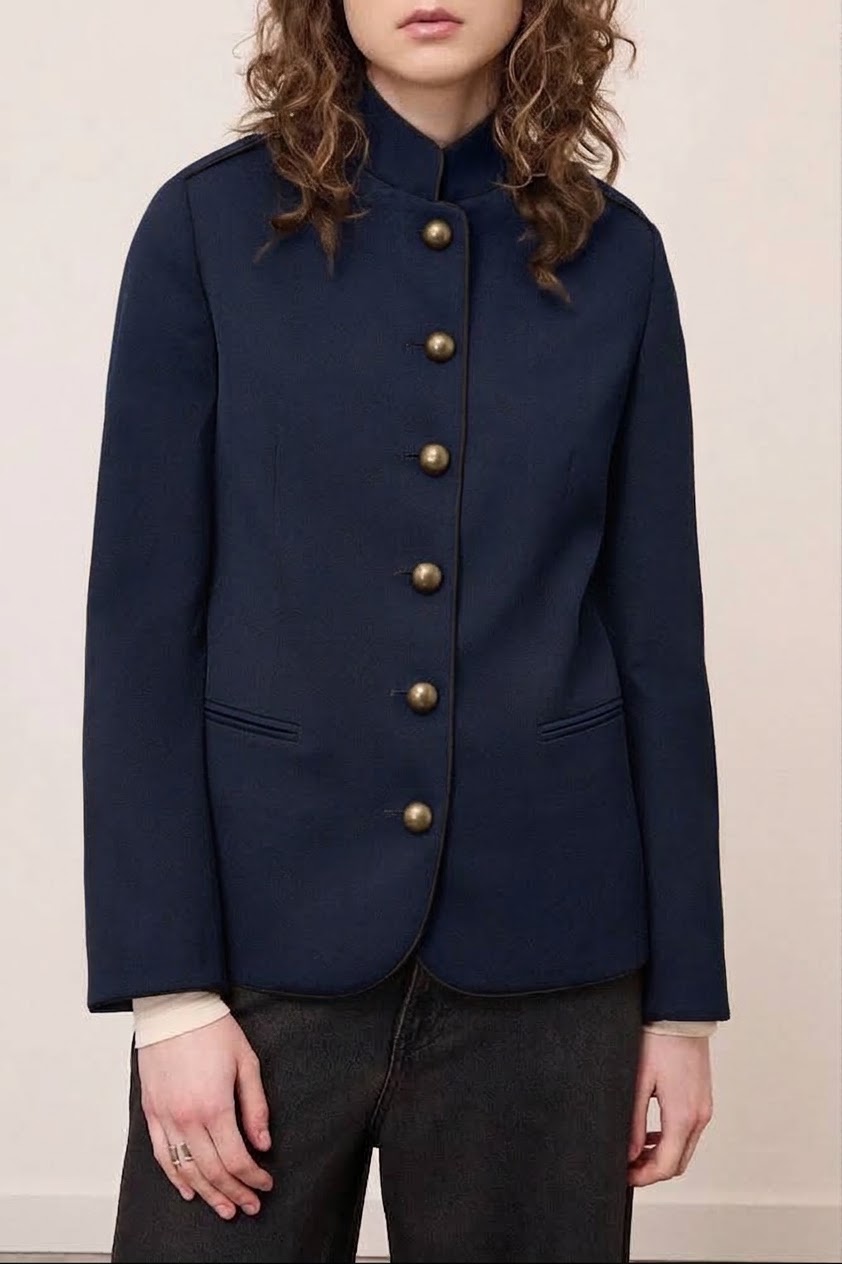 OttodÁme - Jacket With Mandarin Collar Navy - 4