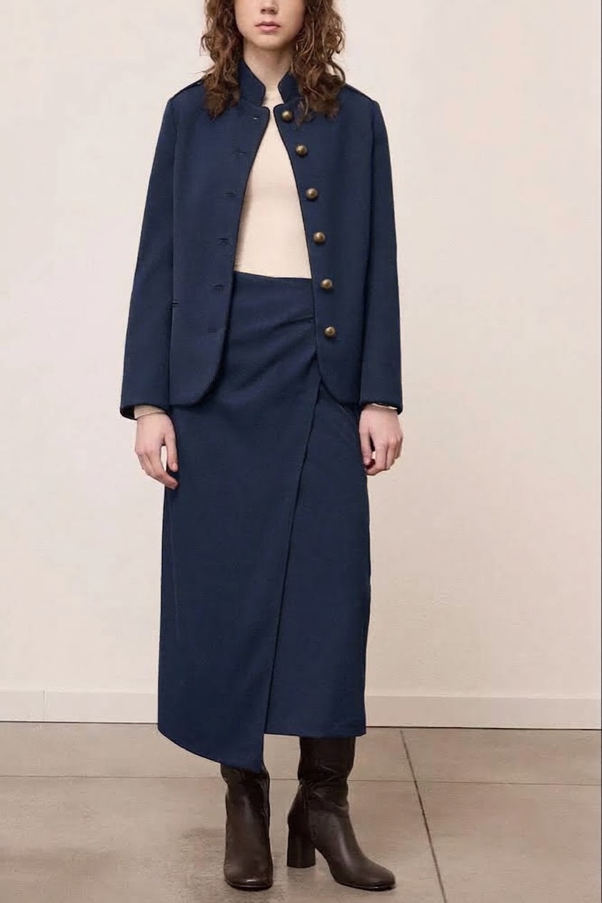 OttodÁme - Jacket With Mandarin Collar Navy - 3