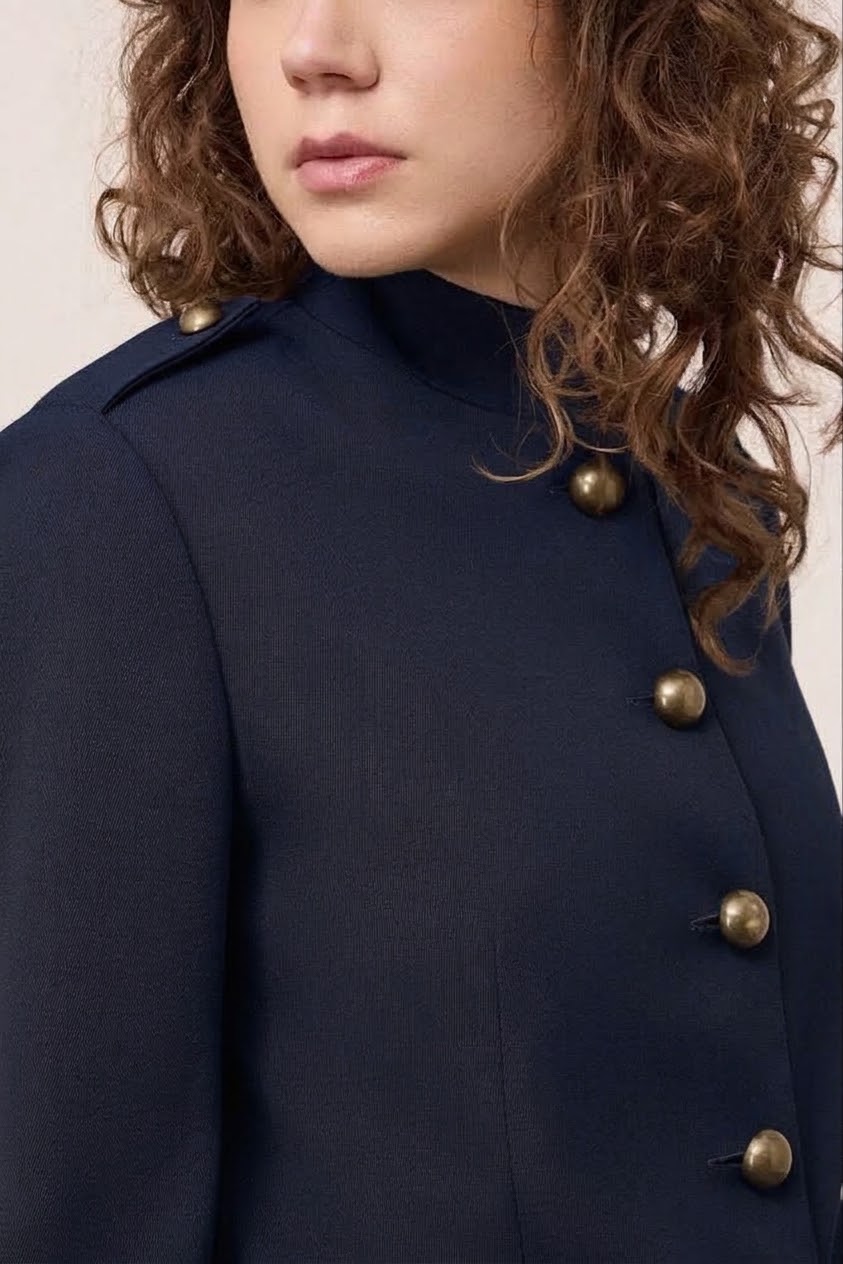 OttodÁme - Jacket With Mandarin Collar Navy - 5