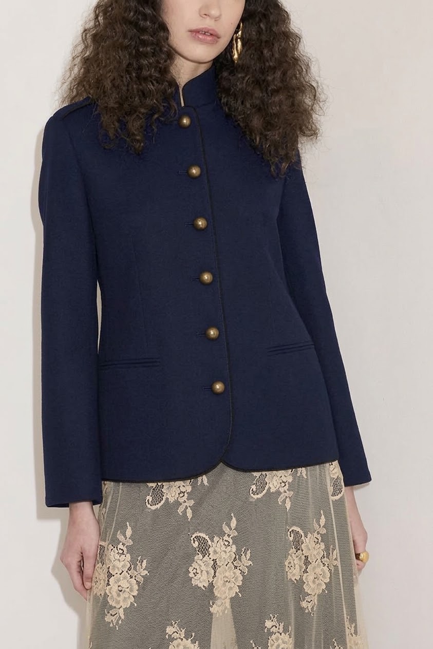 OttodÁme - Jacket With Mandarin Collar Navy