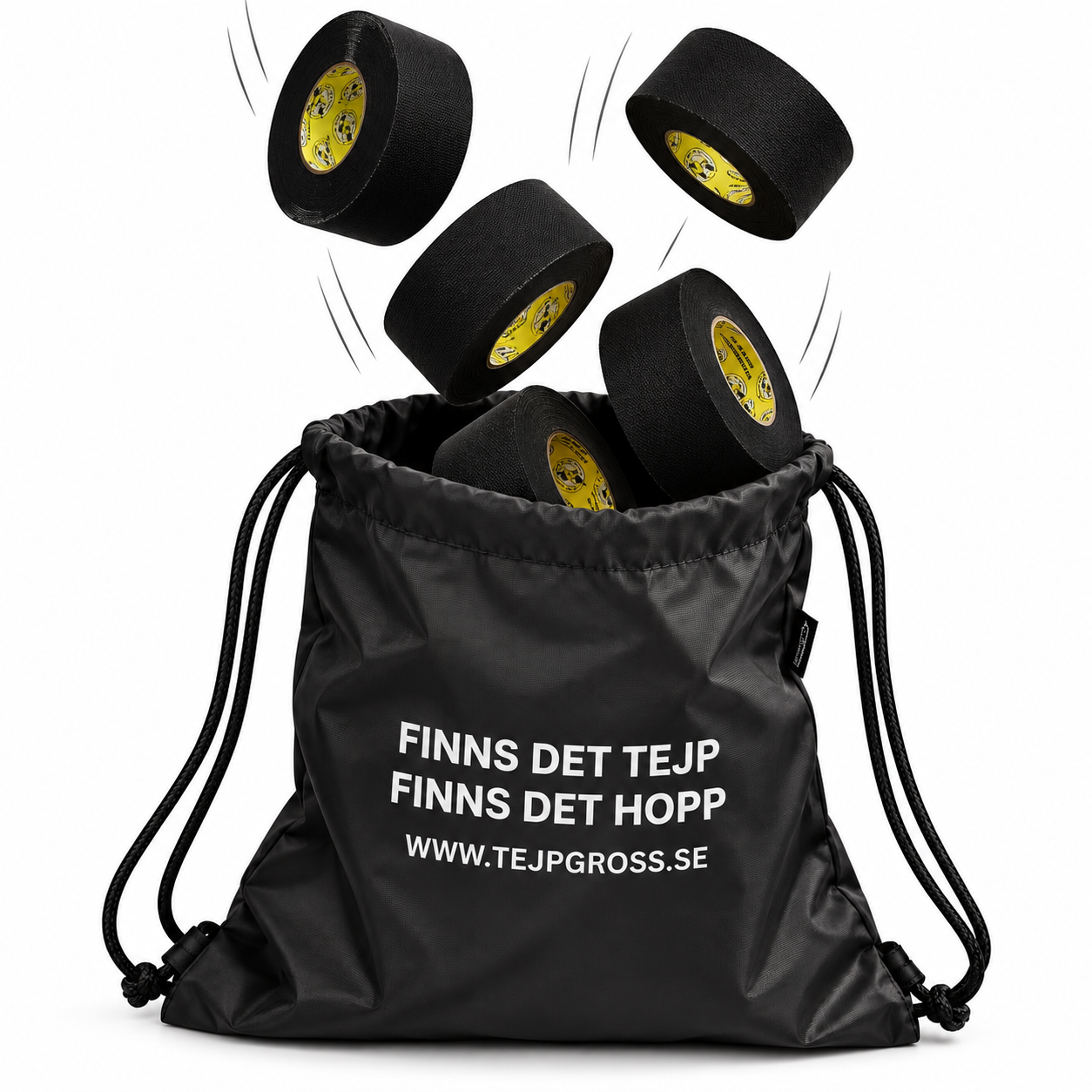 5-Pack Klubbtejp i vår snygga Tejp-Påse. 24mm x 25m Svart   Comp-o-stik 