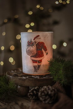 Ljuslykta Vintage Christmas Santa  - Majas lyktor