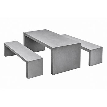 Parkmöbelset - Ett Betongbord Humle, två Betongbänkar Humle - Längd 160 cm