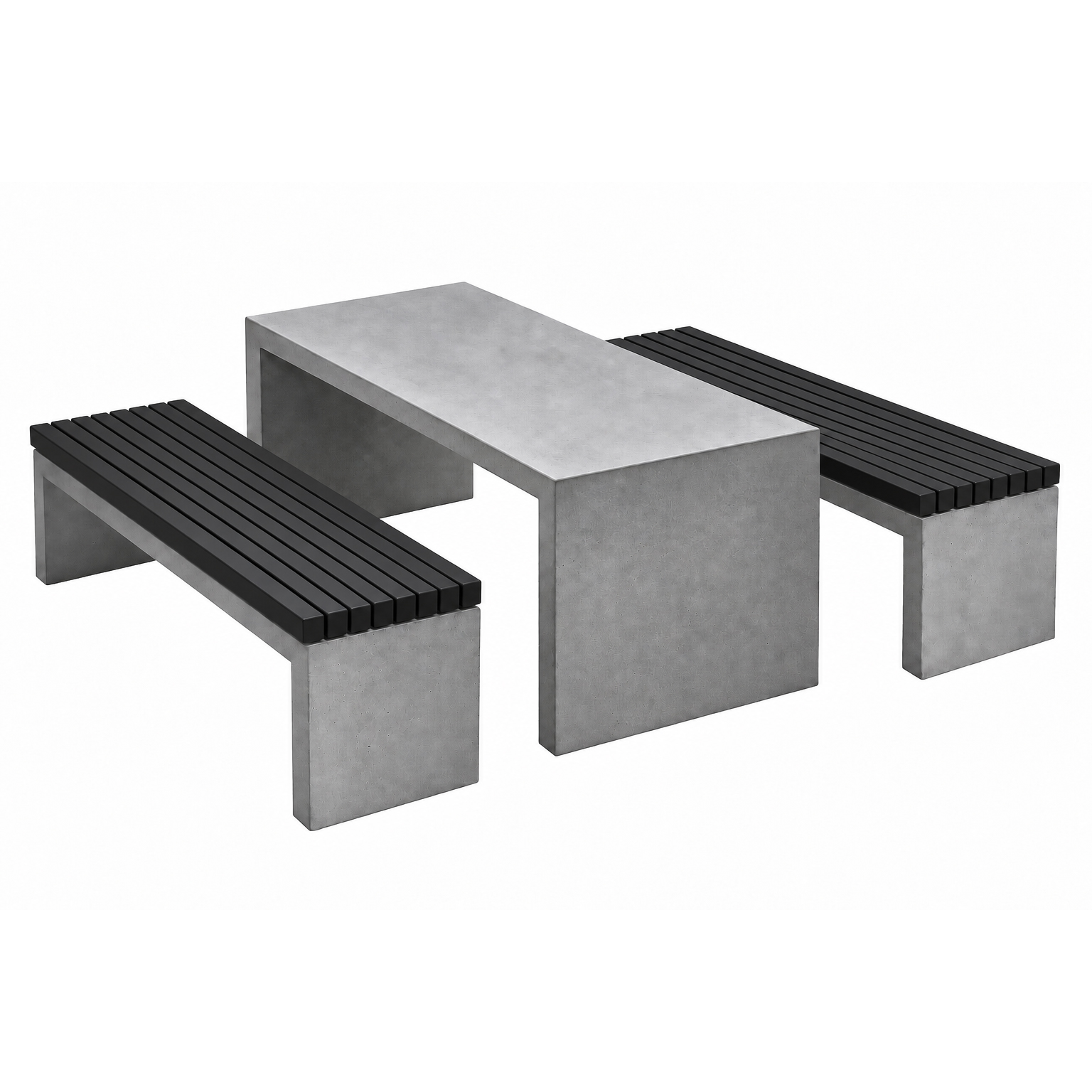 Parkmöbelset - Ett Betongbord Humle, två Betongbänkar Pion - Längd 160 cm - 3