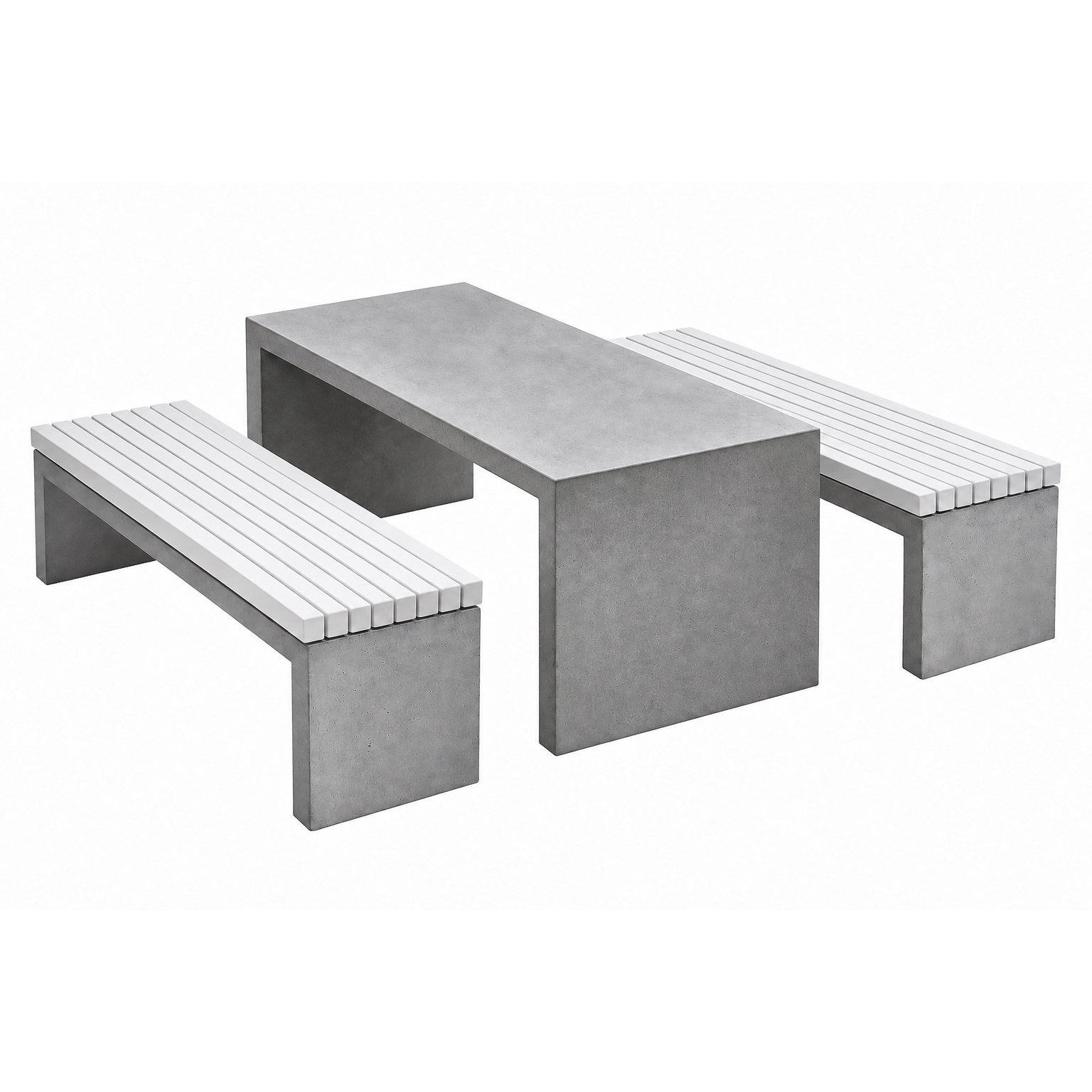 Parkmöbelset - Ett Betongbord Humle, två Betongbänkar Pion - Längd 160 cm - 4