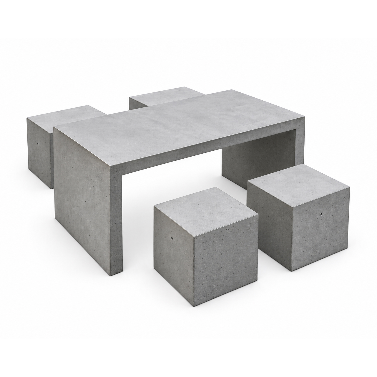 Parkmöbelset - Ett Betongbord Humle, fyra Betongkuber - Längd 160 cm - 2