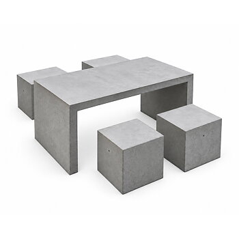 Parkmöbelset - Ett Betongbord Humle, fyra Betongkuber - Längd 160 cm