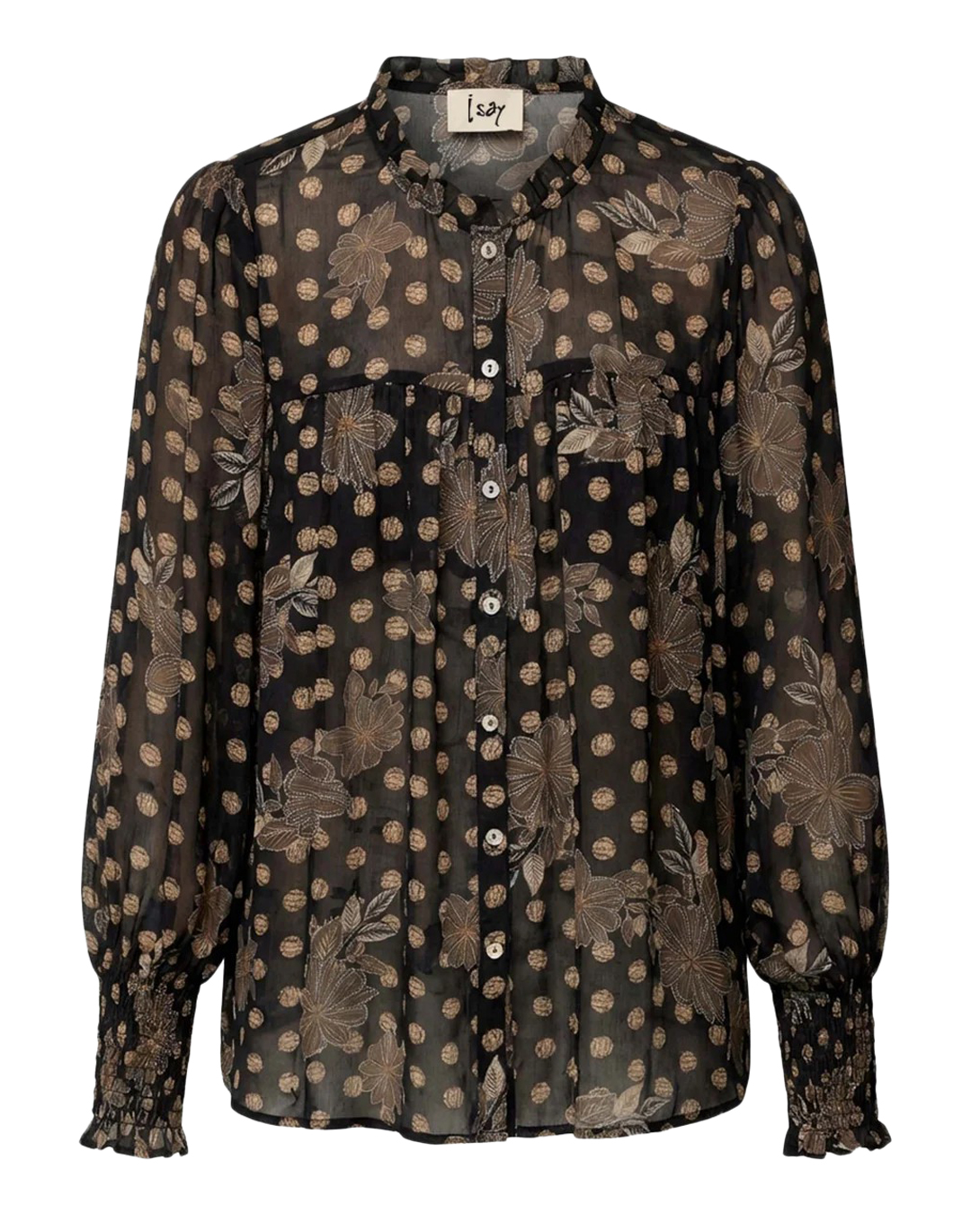 Blus Otella skir mönstrad beige/svart - 4