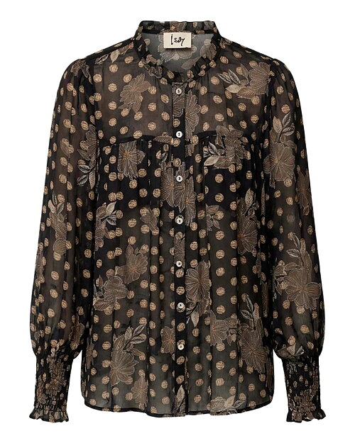 Blus Otella skir mönstrad beige/svart - 4