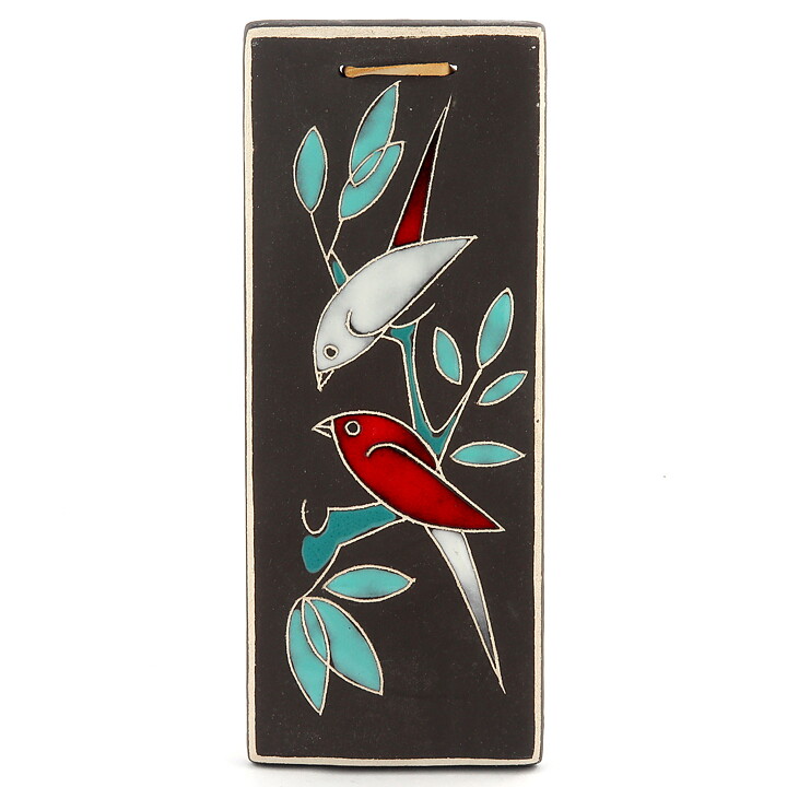 Brown Rectangular Wall Plaque with BirdsMotif 20 cm (AWF 1960)