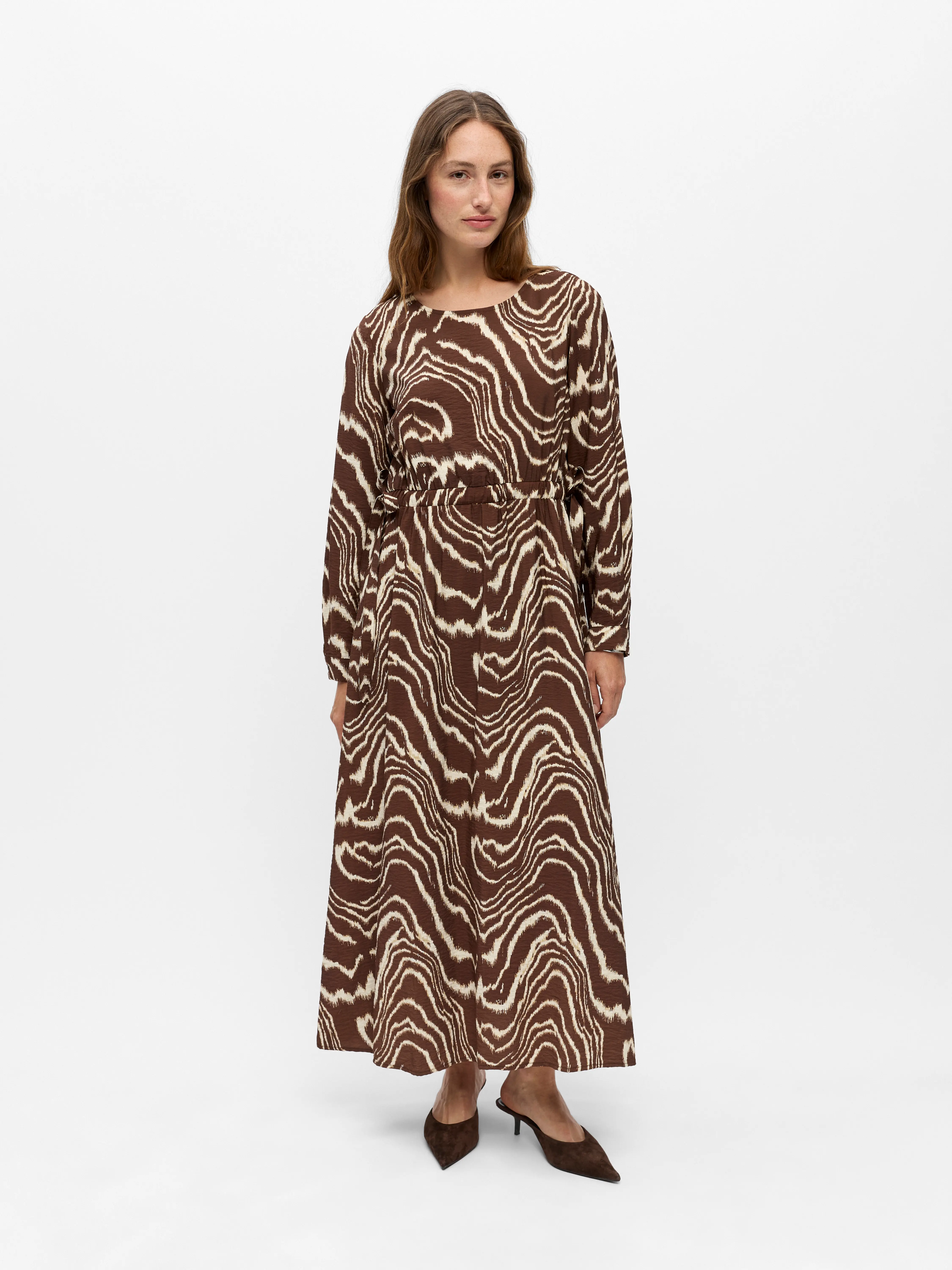 OBJJACIRA L/S RE ONECK MIDI DRESS 146 ND Seal Brown Birch - 2
