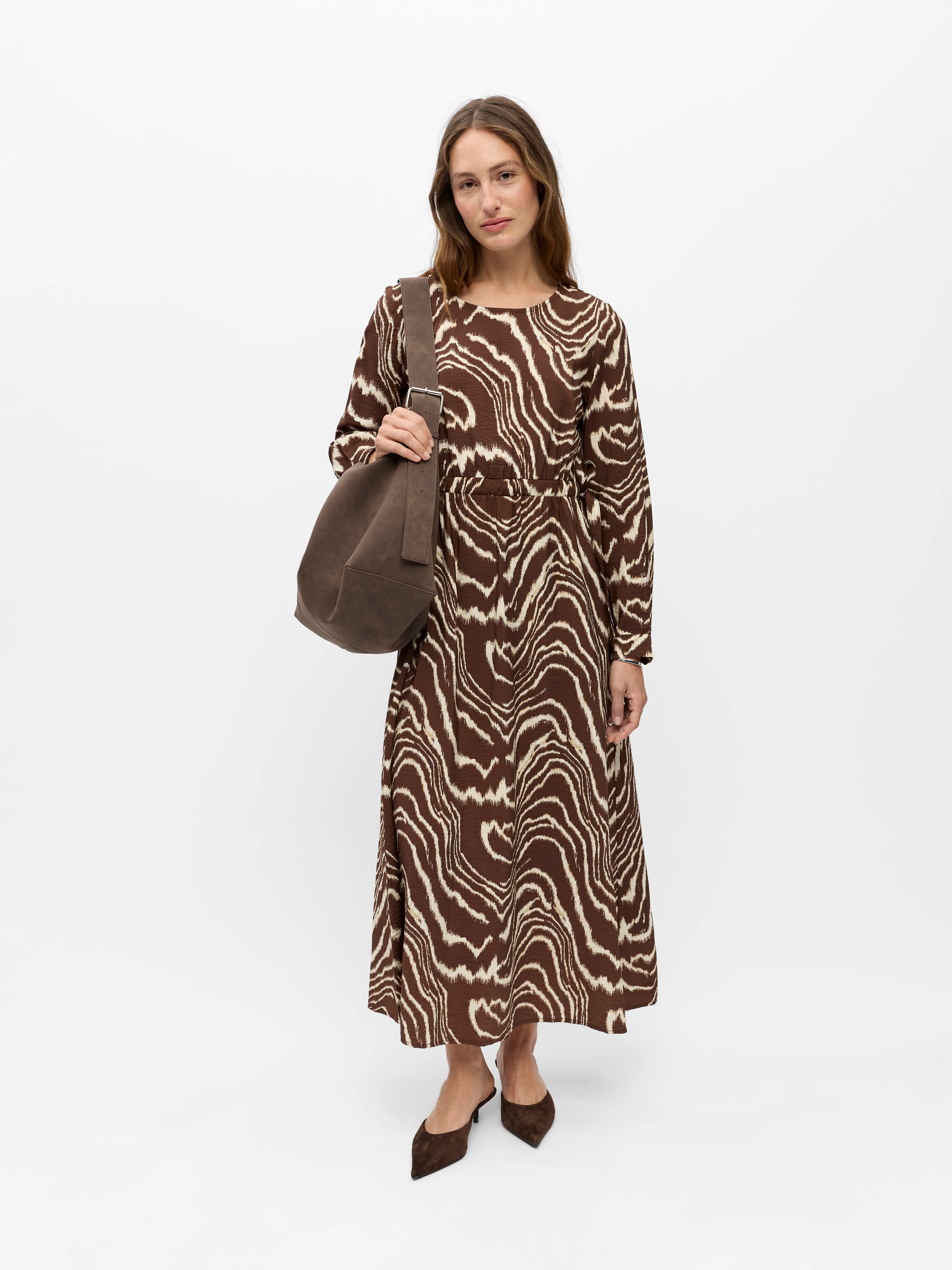 OBJJACIRA L/S RE ONECK MIDI DRESS 146 ND Seal Brown Birch - 3