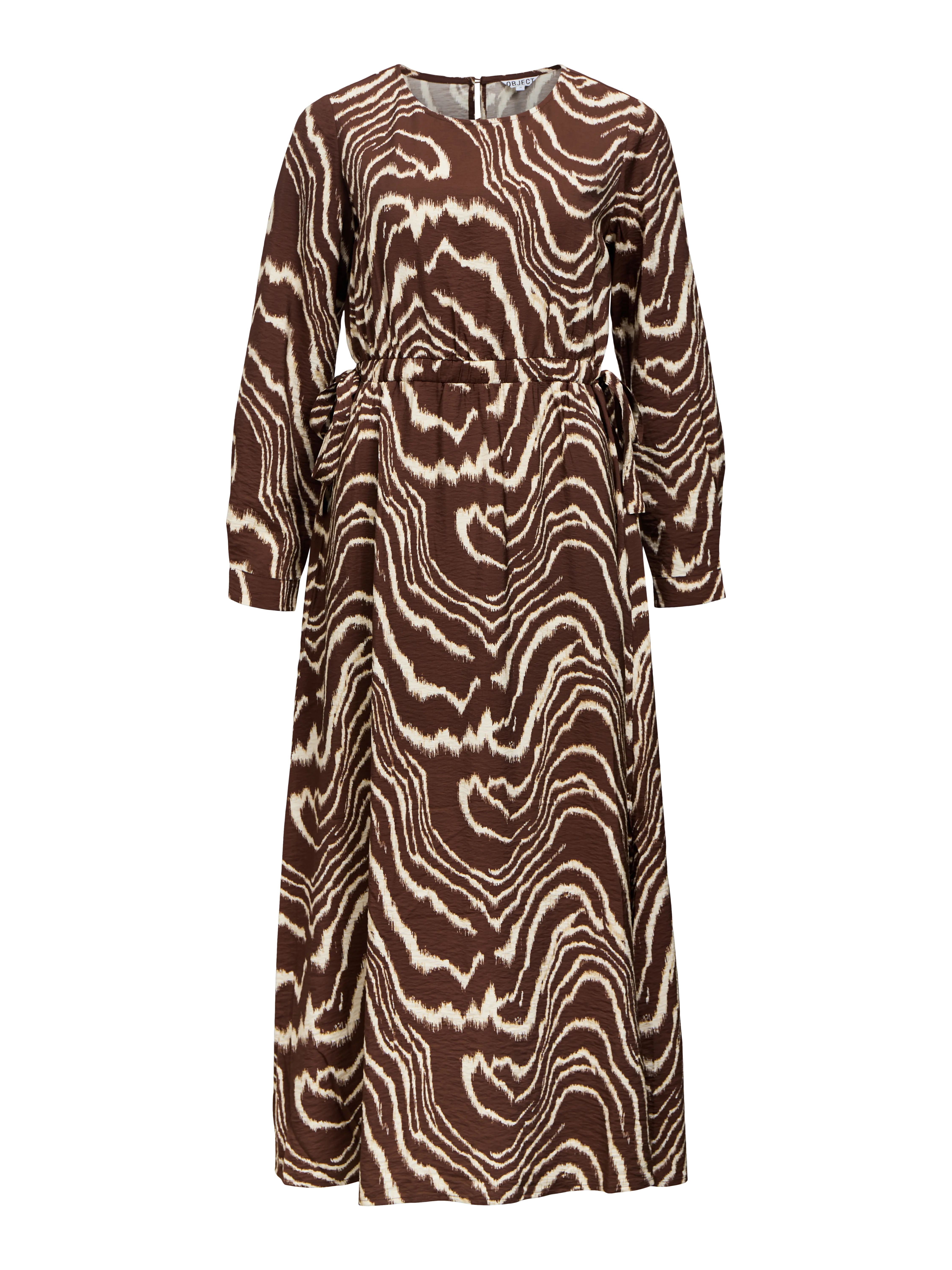 OBJJACIRA L/S RE ONECK MIDI DRESS 146 ND Seal Brown Birch