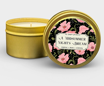Fly Paper Products : A Midsummer Night's Dream Candle - Doftljus i plåtburk 115 g Cypress, mossa och blåregn