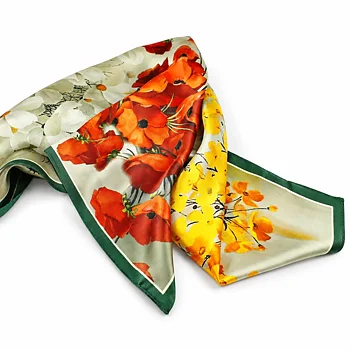 Kvadratisk  Sidenscarf med Blommönster