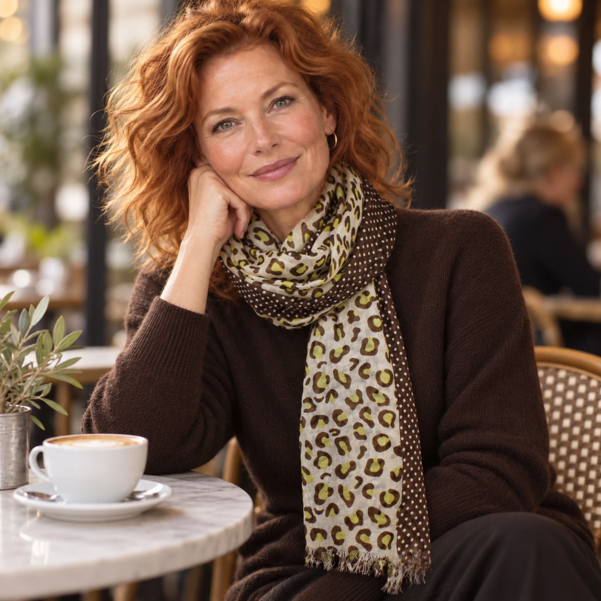 Leopard Gul Brun UllSjal - 3