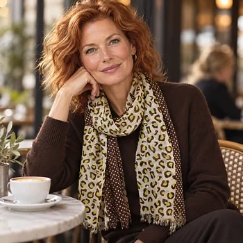 Leopard Gul Brun UllSjal