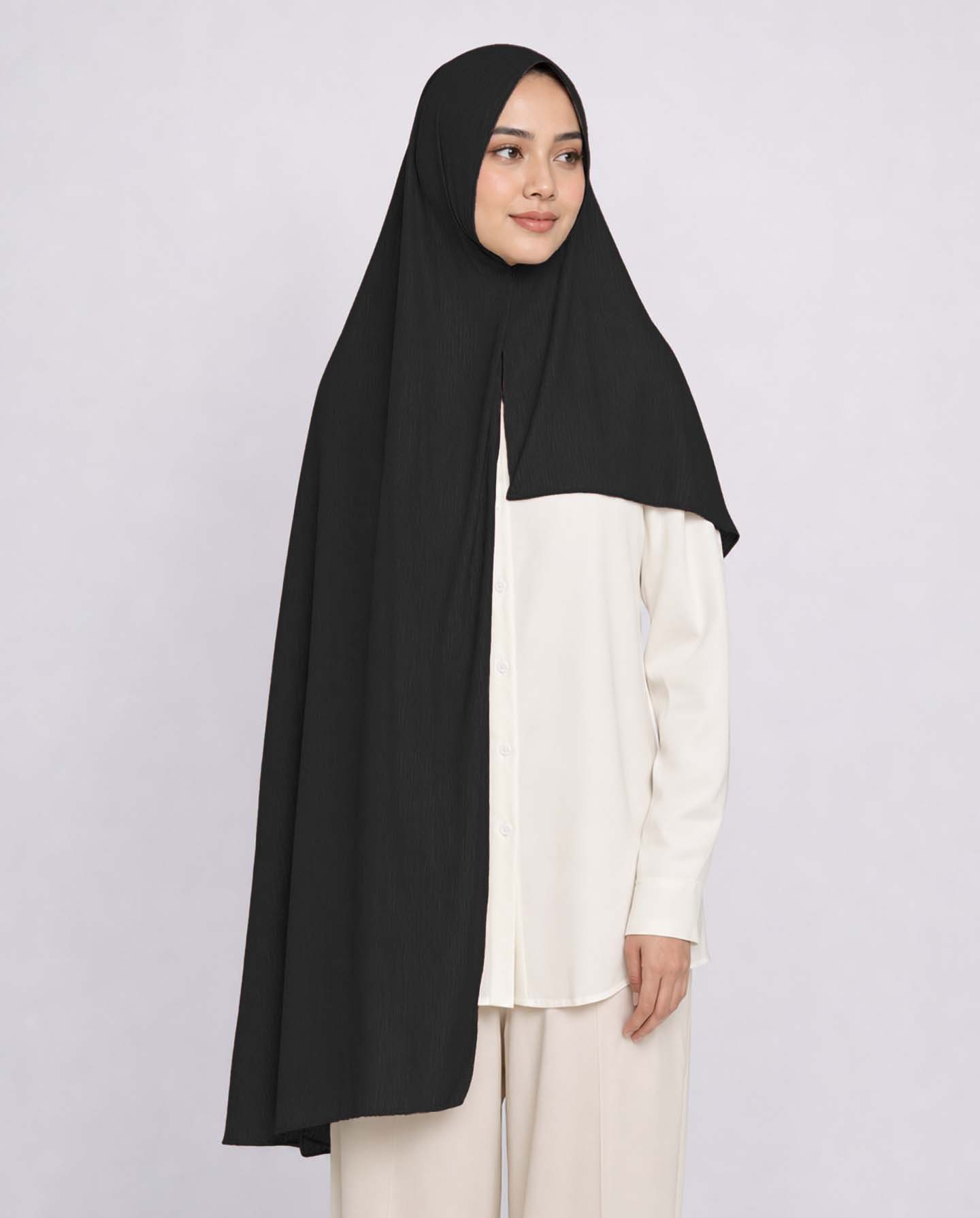 Hijab - Instant Lycra melerat - Svart - 2
