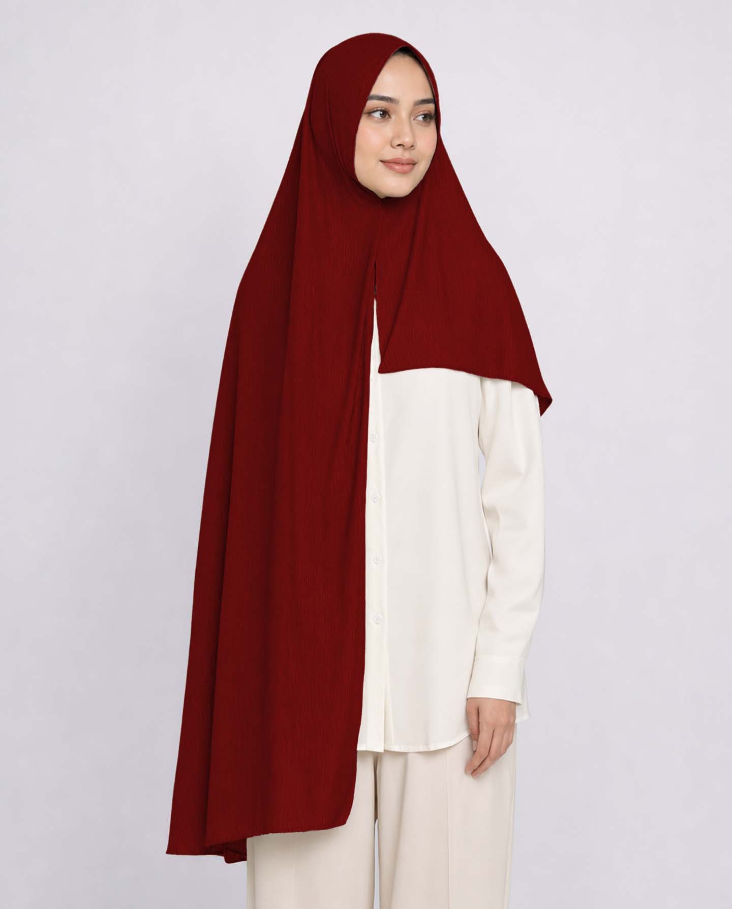 Hijab - Instant Lycra melerat - Maroon - 2