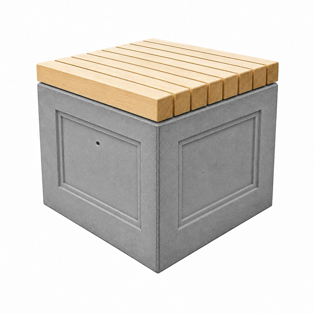 Parkmöbelset - Ett Betongbord Humle, fyra Klassiska Betongkuber Träyta - Längd 160 cm - 4