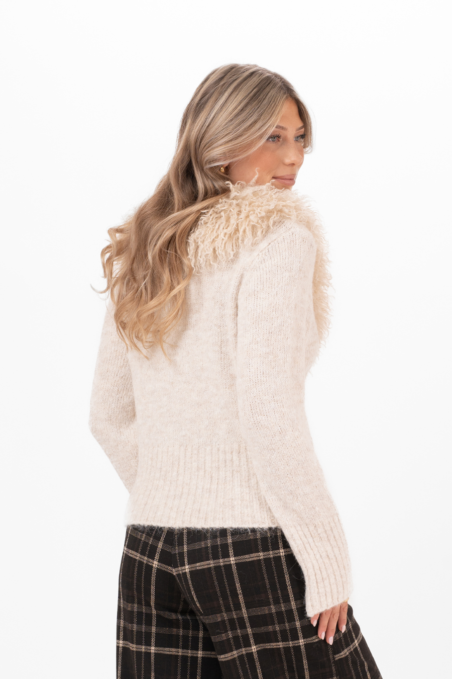 LAUREL FUR CARDIGAN - WINTER ALMOND - 6