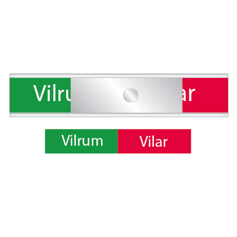Statusskylt för vilrum med Ledigt och Vilar i grön och röd färg